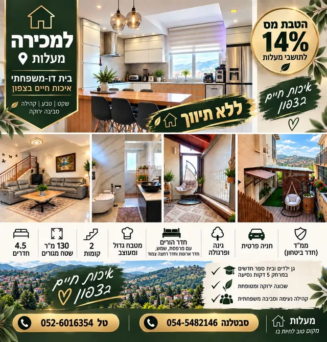 4.5 חד׳, יפה נוף, מעלות-תרשיחא